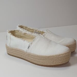 TOMS Valencia Platform Espadrille Slip On Shoes Size 8